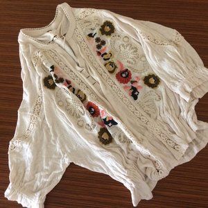 FREE PEOPLE crochet embroidered top